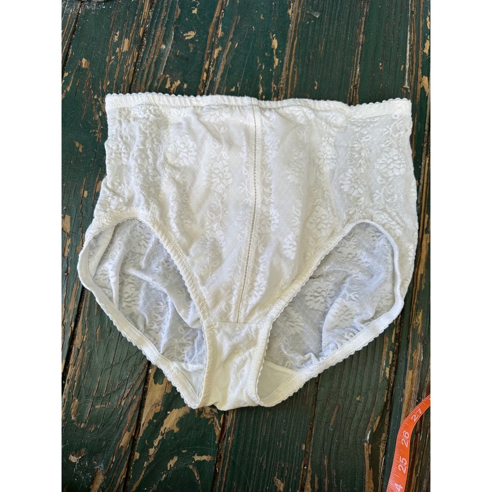 Flexees Vintage Floral Lace High Waist Brief Panties Cream 2XL 3244